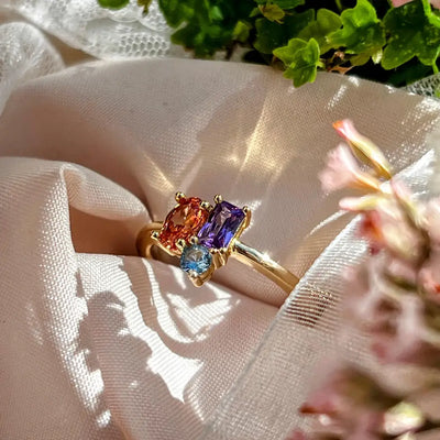 Custom 3 Stone Cluster Ring Rings Handmade Handcrafted