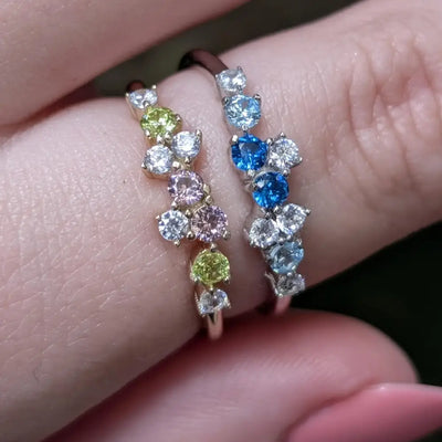 Custom 9 Stone Cluster Band Rings Handmade Handcrafted
