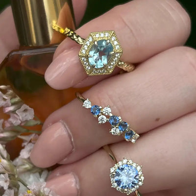 Custom 9 Stone Cluster Band Rings Handmade Handcrafted