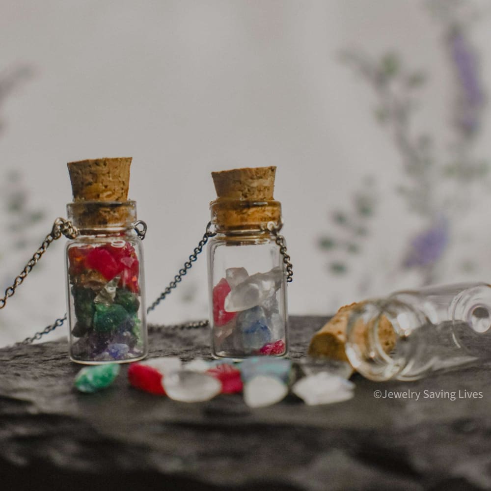 Custom - Birthstone Bottle Necklace Necklaces Handmade Handcrafted