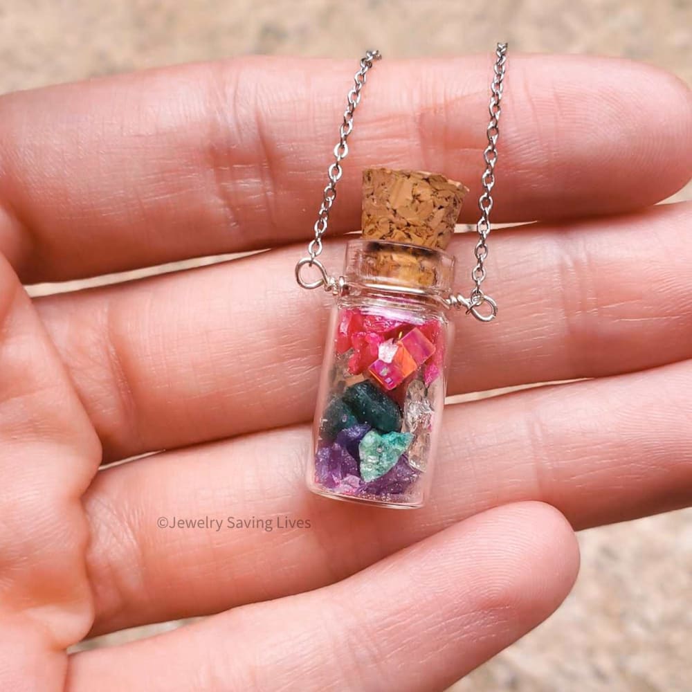 Custom - Birthstone Bottle Necklace Necklaces Handmade Handcrafted