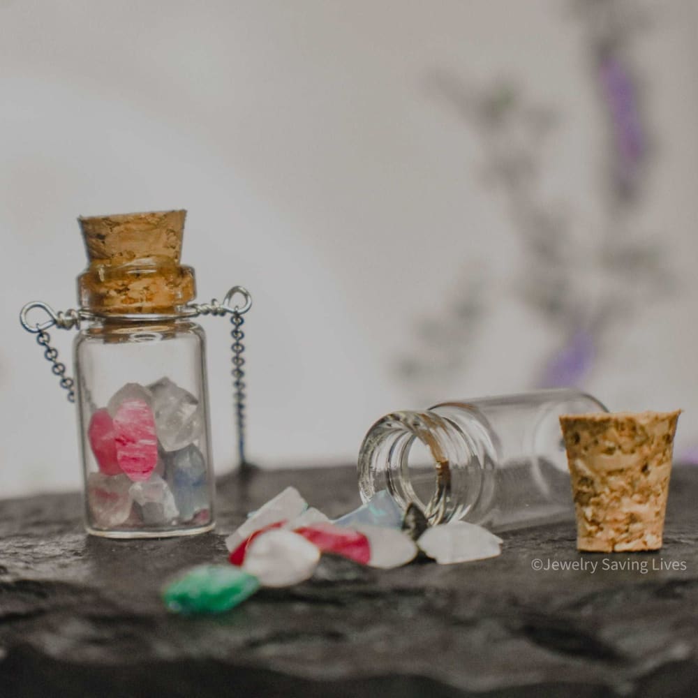 Custom - Birthstone Bottle Necklace Necklaces Handmade Handcrafted