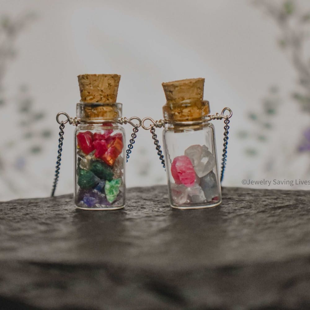 Custom - Birthstone Bottle Necklace Necklaces Handmade Handcrafted