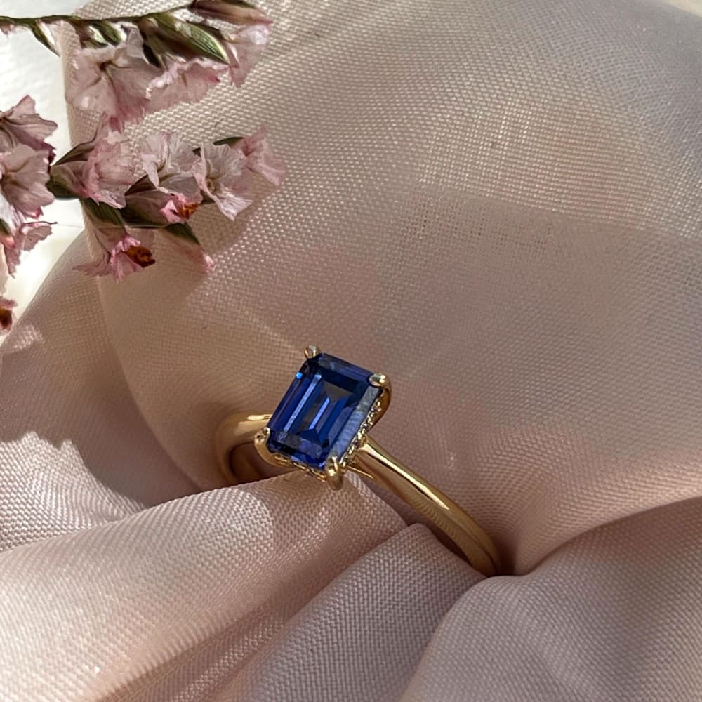 Custom Gemstone Hidden Halo Ring Rings Handmade Handcrafted