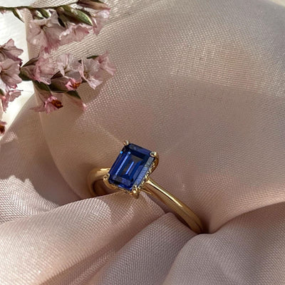 Custom Gemstone Hidden Halo Ring Rings Handmade Handcrafted