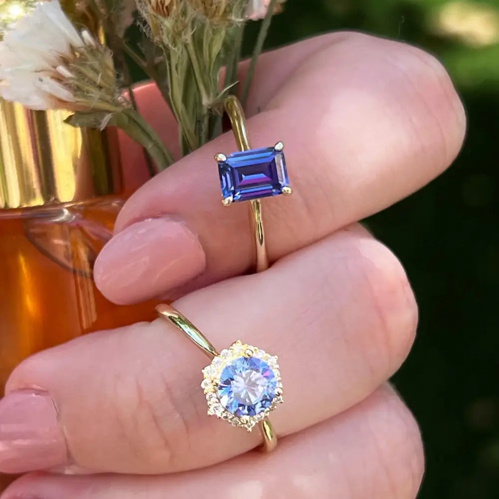 Custom Gemstone Hidden Halo Ring Rings Handmade Handcrafted