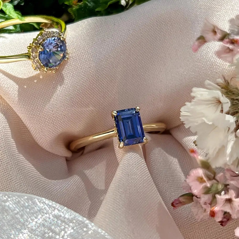 Custom Gemstone Hidden Halo Ring Rings Handmade Handcrafted