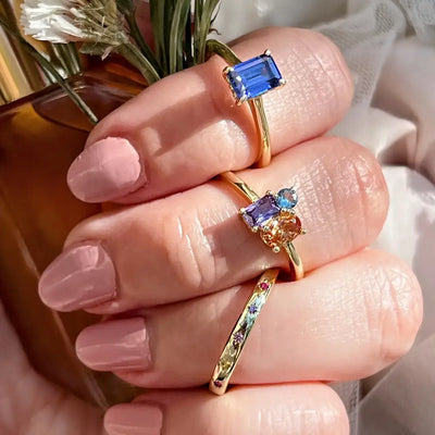 Custom Gemstone Hidden Halo Ring Rings Handmade Handcrafted