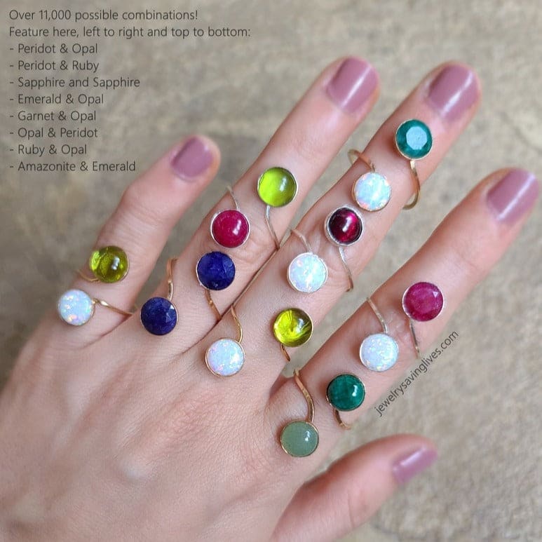 Custom - Pick Your Own Birthstone Ring Rings Handmade Handcrafted