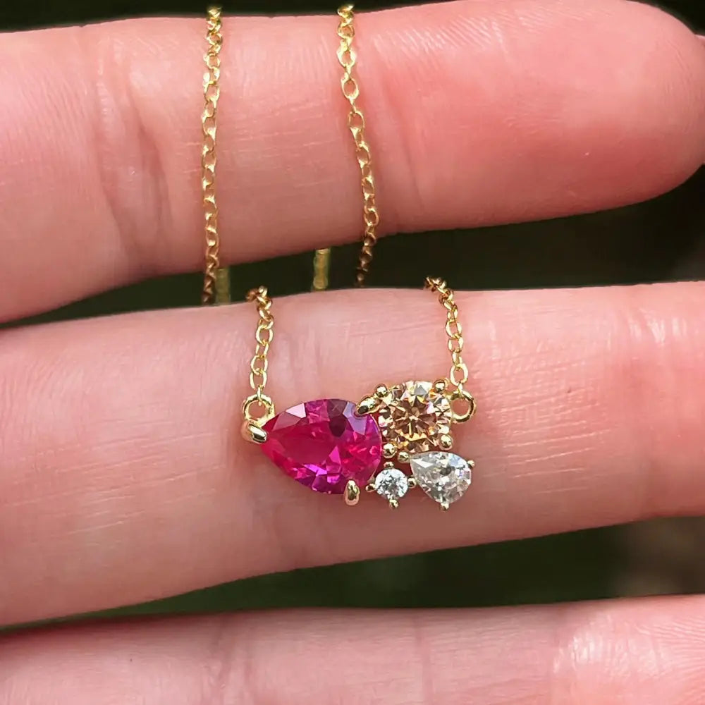 Custom Teardrop Cluster Necklace Necklaces Handmade Handcrafted