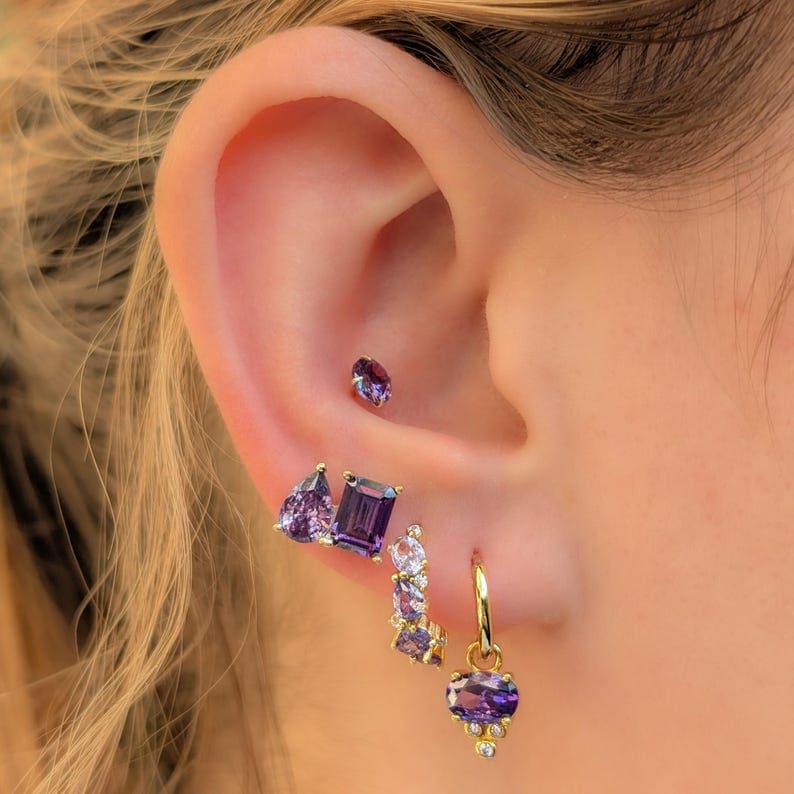 The Aurora - Toi et Moi Amethyst Earrings Earrings Handmade Handcrafted