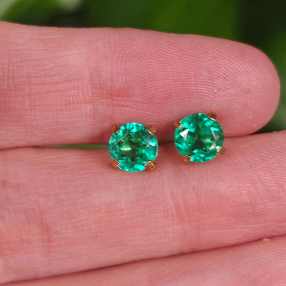 Faceted Natural Emerald Doublet Earrings Earrings Handmade Handcrafted