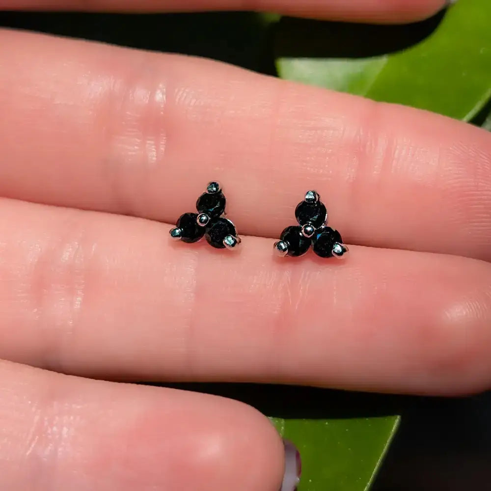 Tri-Cluster Onyx Stud Earrings Earrings Handmade Handcrafted