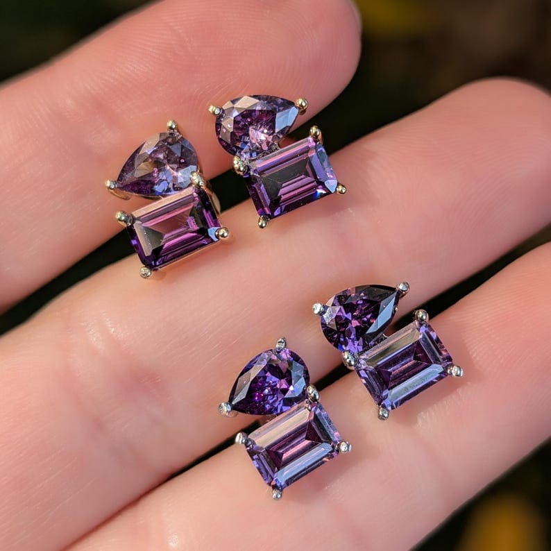 The Aurora - Toi et Moi Amethyst Earrings Earrings Handmade Handcrafted