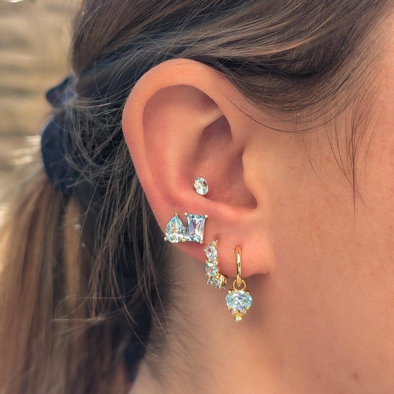 The Aurora - Toi et Moi Aquamarine Earrings Earrings Handmade Handcrafted