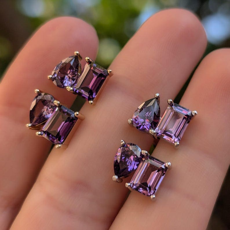 The Aurora - Toi et Moi Amethyst Earrings Earrings Handmade Handcrafted