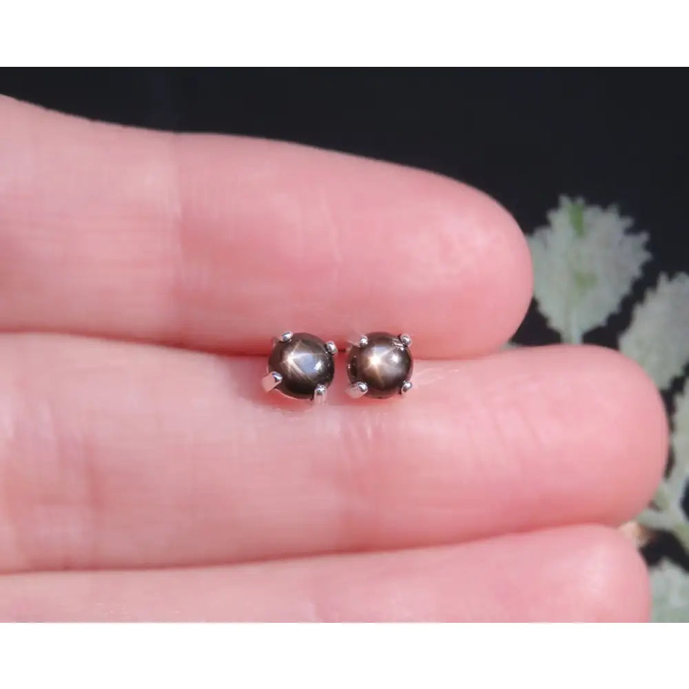 Black Star Sapphire Stud Earrings Earrings Handmade Handcrafted
