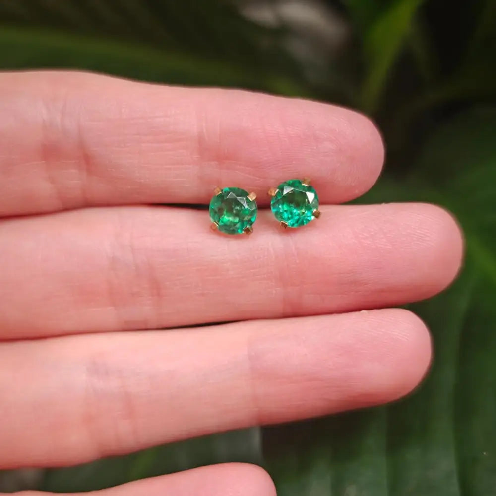 Faceted Natural Emerald Doublet Earrings Earrings Handmade Handcrafted