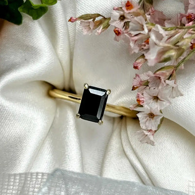 Elegant Onyx Hidden Halo Ring Rings Handmade Handcrafted