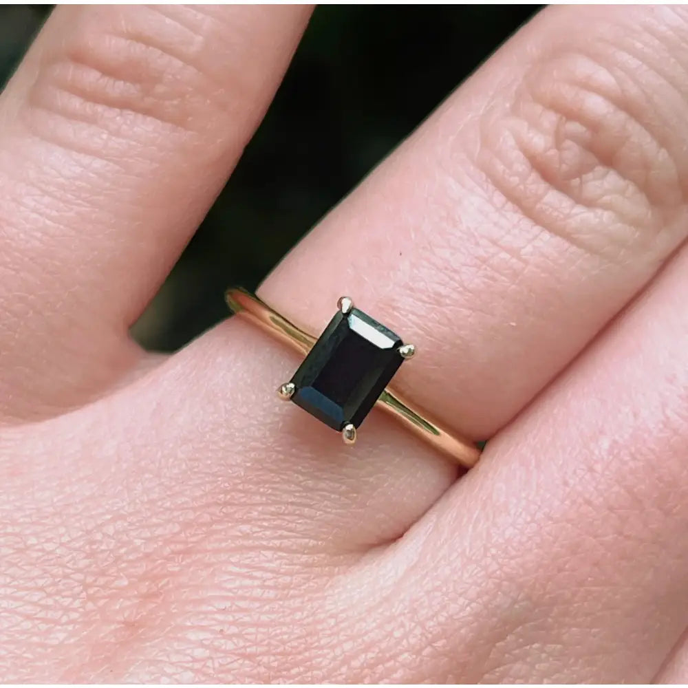 Elegant Onyx Hidden Halo Ring Rings Handmade Handcrafted