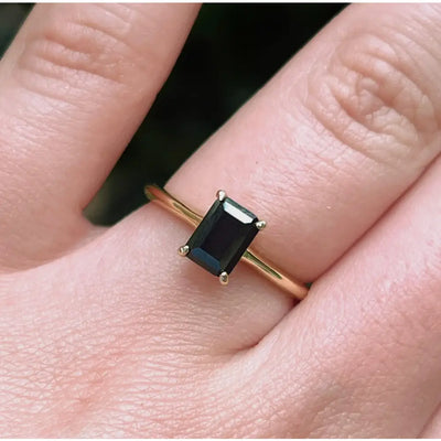 Elegant Onyx Hidden Halo Ring Rings Handmade Handcrafted