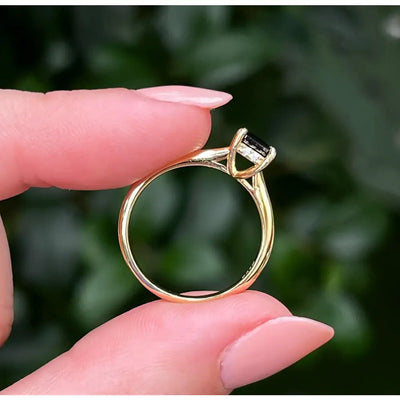 Elegant Onyx Hidden Halo Ring Rings Handmade Handcrafted