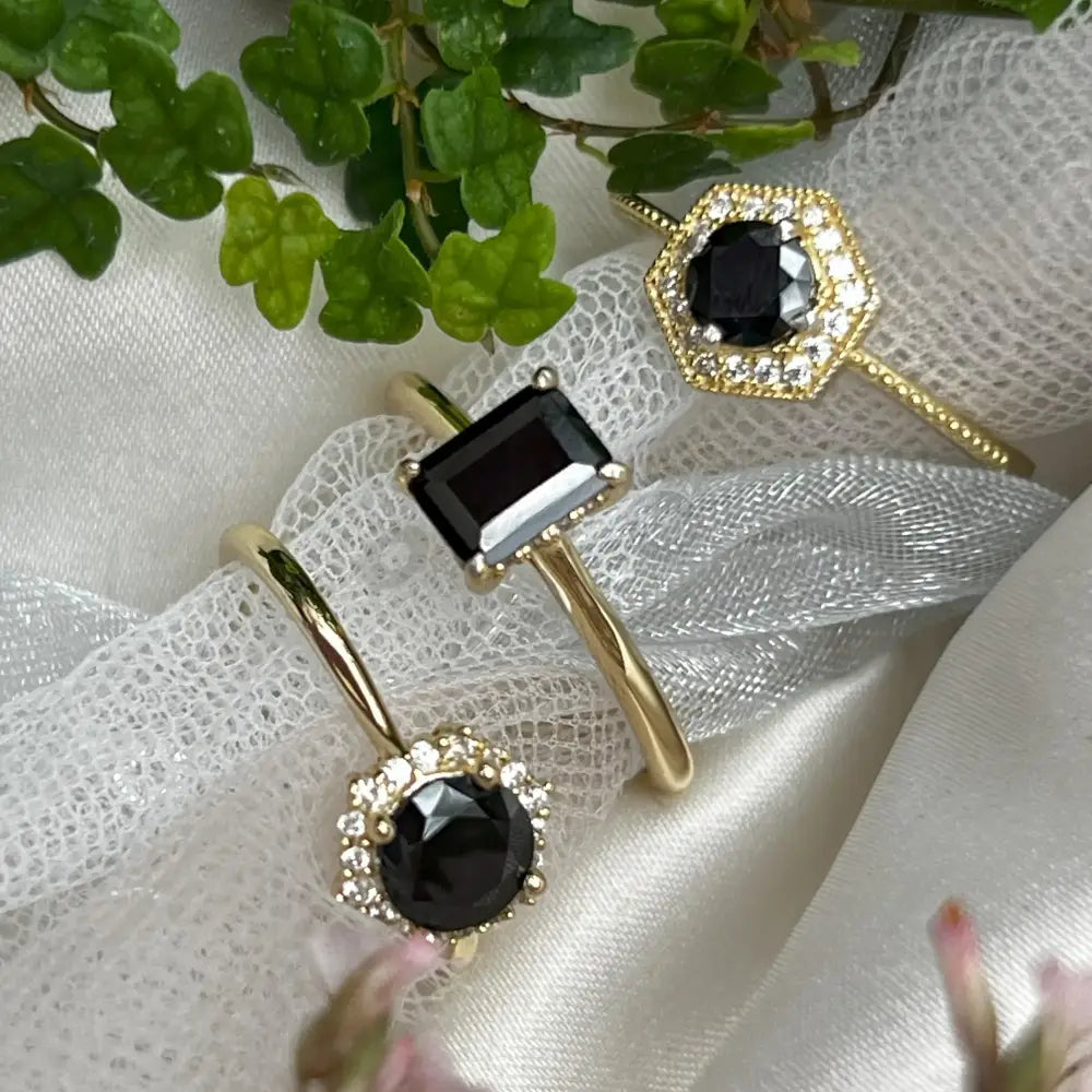 Elegant Onyx Hidden Halo Ring Rings Handmade Handcrafted