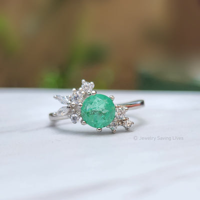 Natural Emerald Cluster Ring