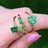 Emerald 3 Stone Cluster Ring Rings Handmade Handcrafted