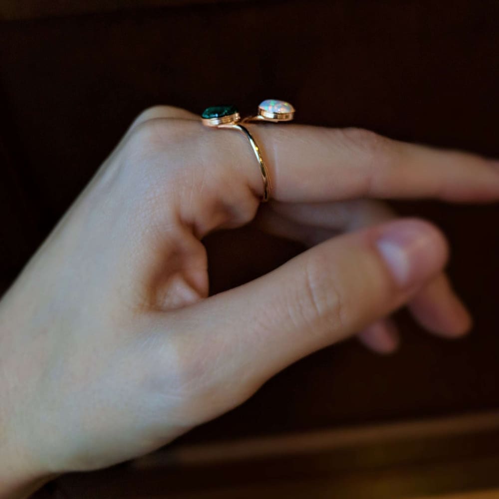 Emerald and Opal Ring Rings Handmade Handcrafted