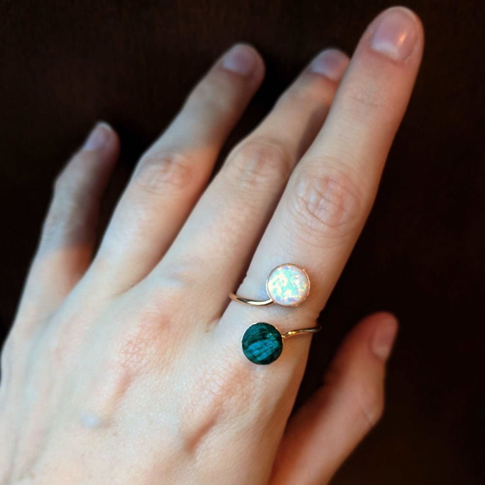 Emerald and Opal Ring Rings Handmade Handcrafted
