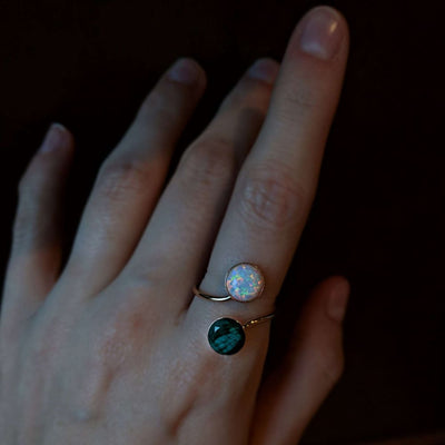 Emerald and Opal Ring Rings Handmade JSL Made in USA