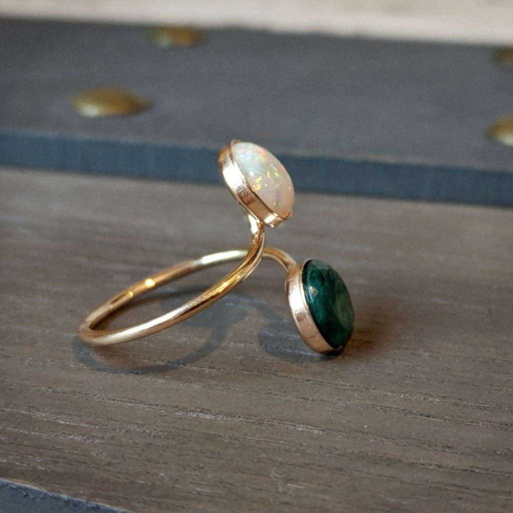 Emerald and Opal Ring Rings Handmade Handcrafted