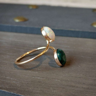 Emerald and Opal Ring Rings Handmade JSL Made in USA