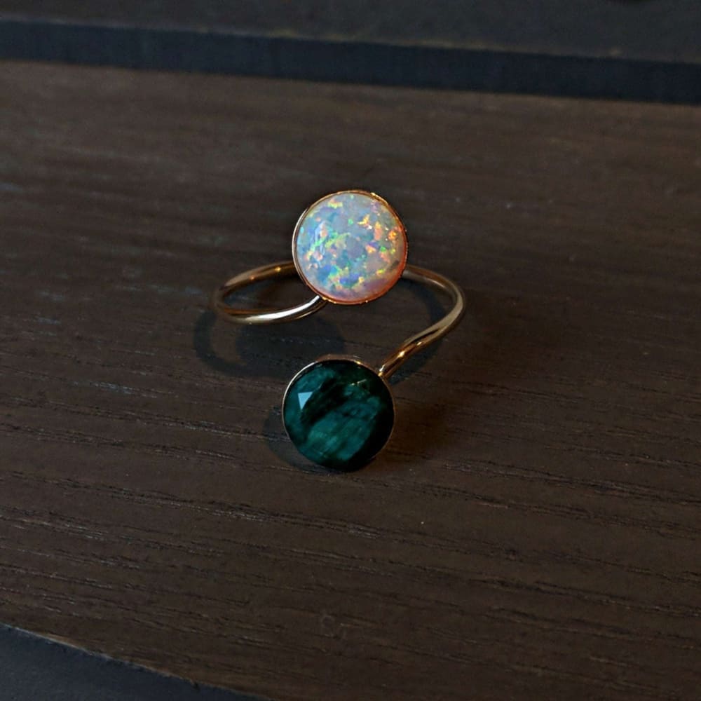 Emerald and Opal Ring Rings Handmade Handcrafted
