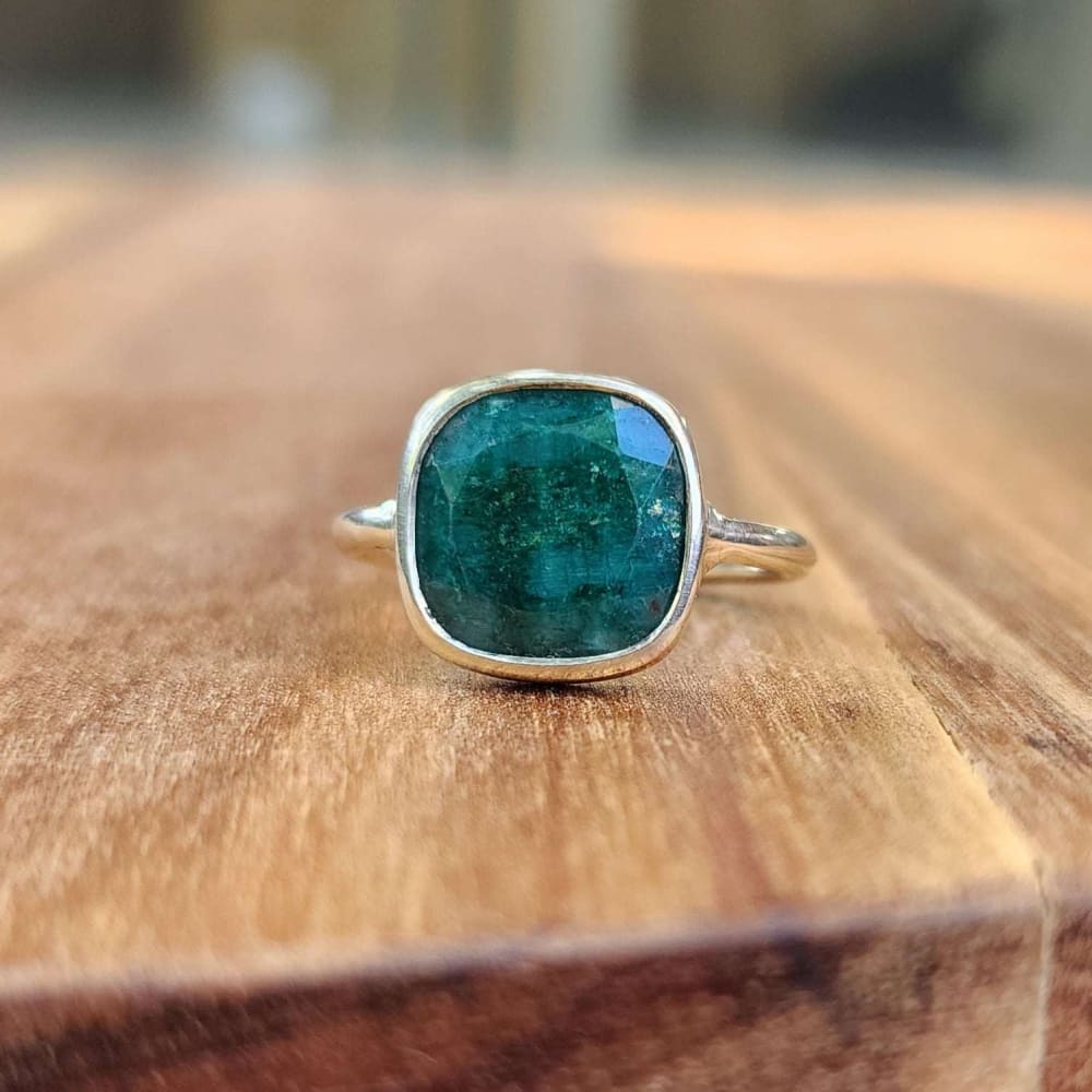 Emerald Bezel Ring Rings Handmade Handcrafted