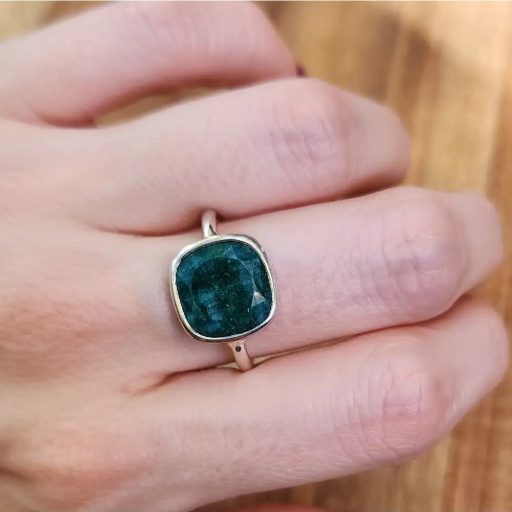 Emerald Bezel Ring Rings Handmade Handcrafted