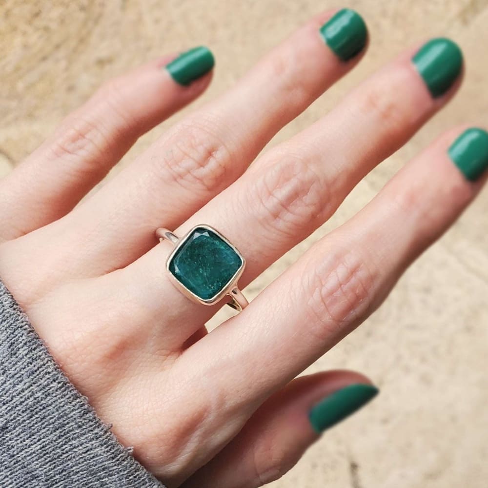 Emerald Bezel Ring Rings Handmade Handcrafted