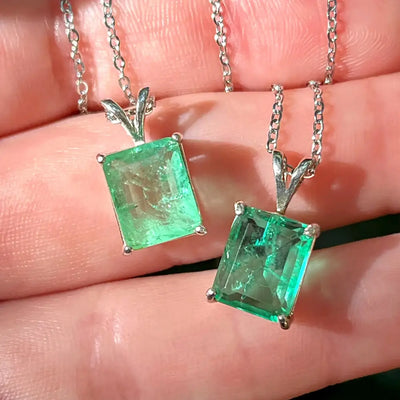 Emerald Cut Emerald Doublet Necklace Necklaces Handmade Handcrafted