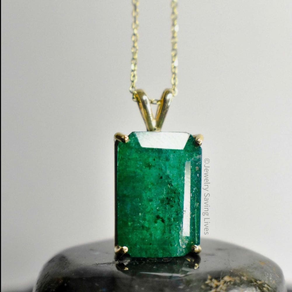 Emerald Cut Emerald Necklace Necklaces Handmade JSL Made in USA