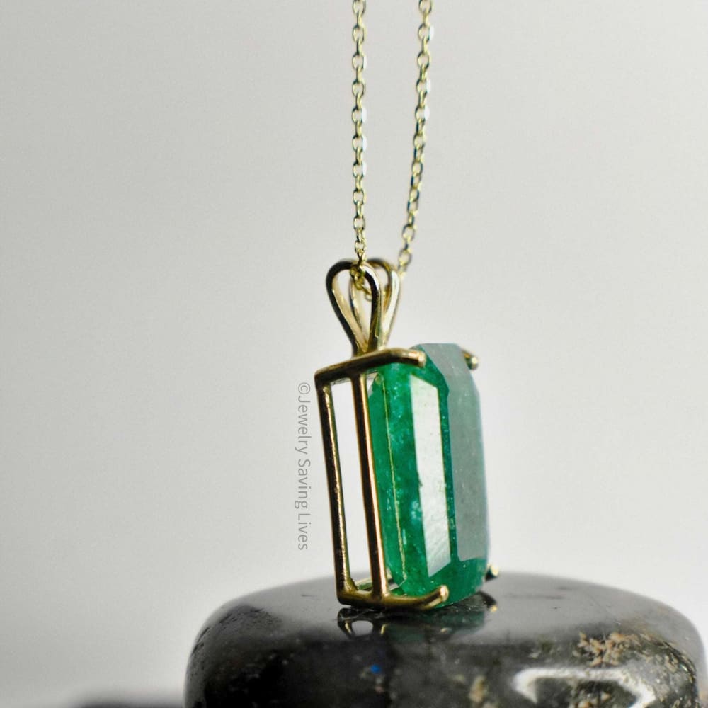 Emerald Cut Emerald Necklace Necklaces Handmade Handcrafted