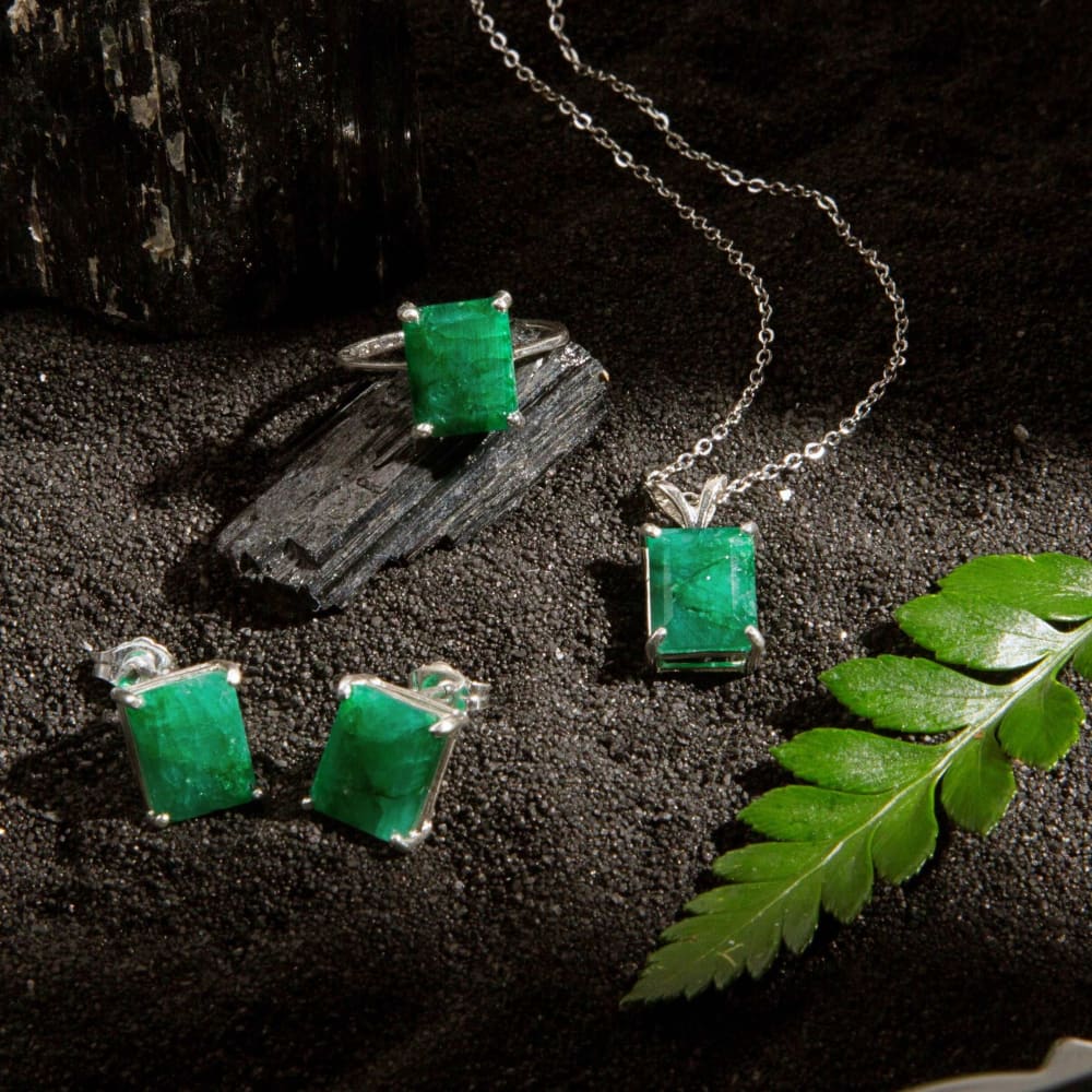 Emerald Cut Emerald Necklace Necklaces Handmade Handcrafted