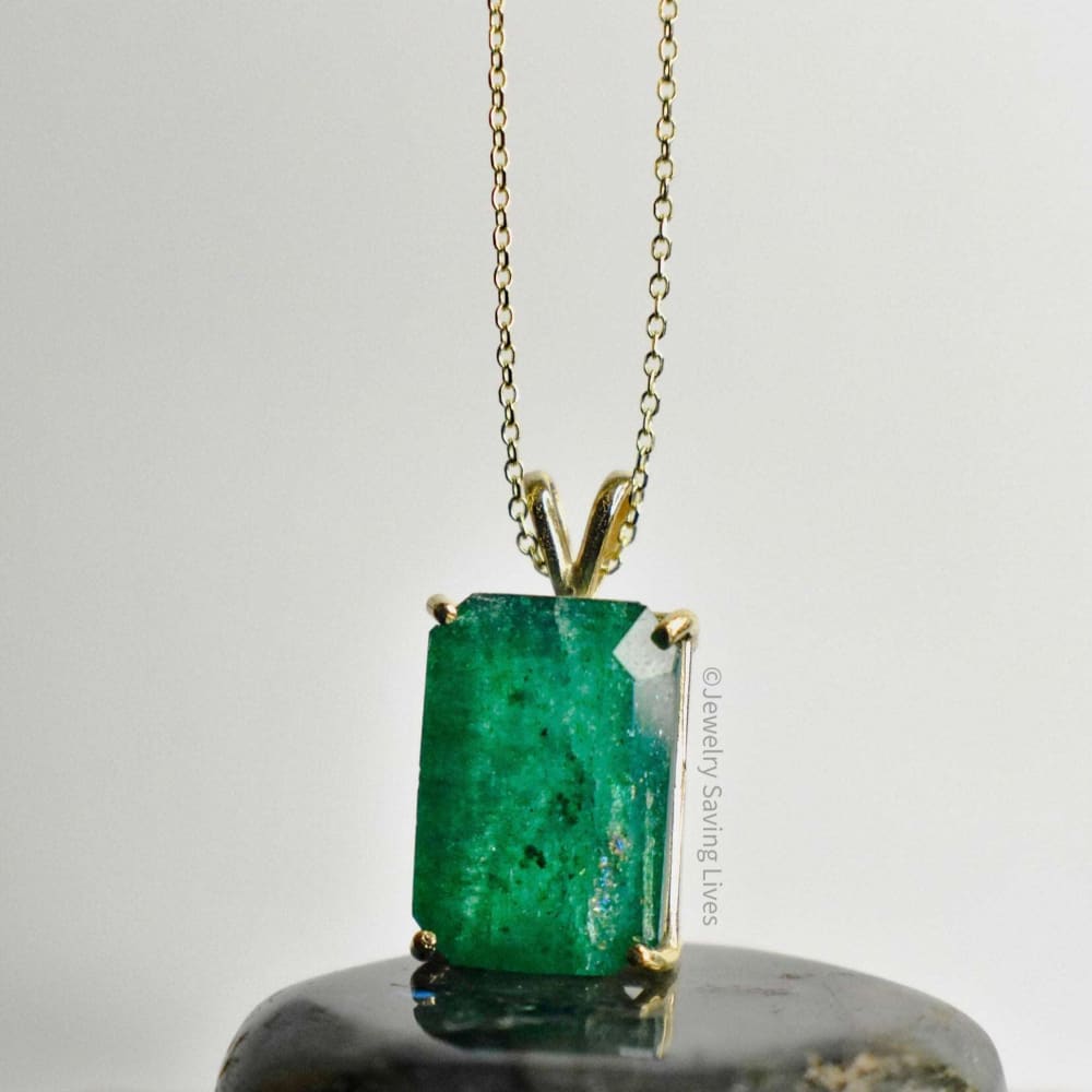 Emerald Cut Emerald Necklace Necklaces Handmade Handcrafted