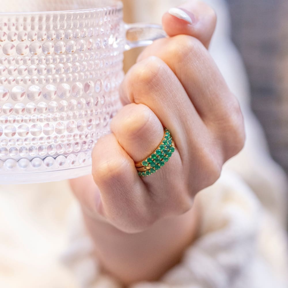 Emerald Half Eternity Band Rings Handmade Handcrafted