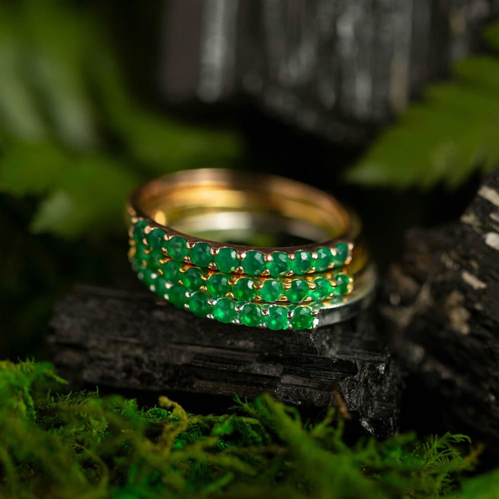 Emerald Half Eternity Band Rings Handmade Handcrafted