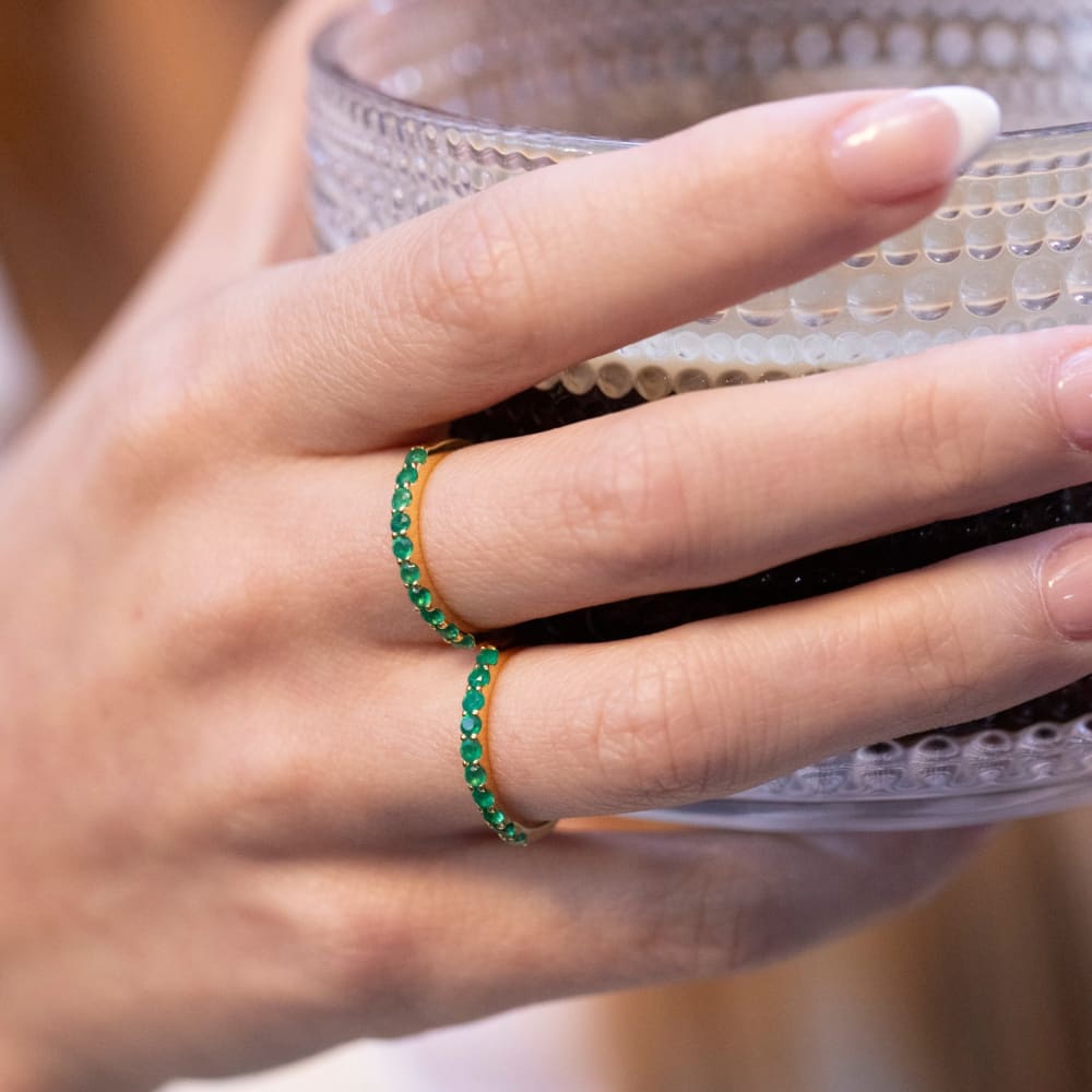 Emerald Half Eternity Band Rings Handmade Handcrafted