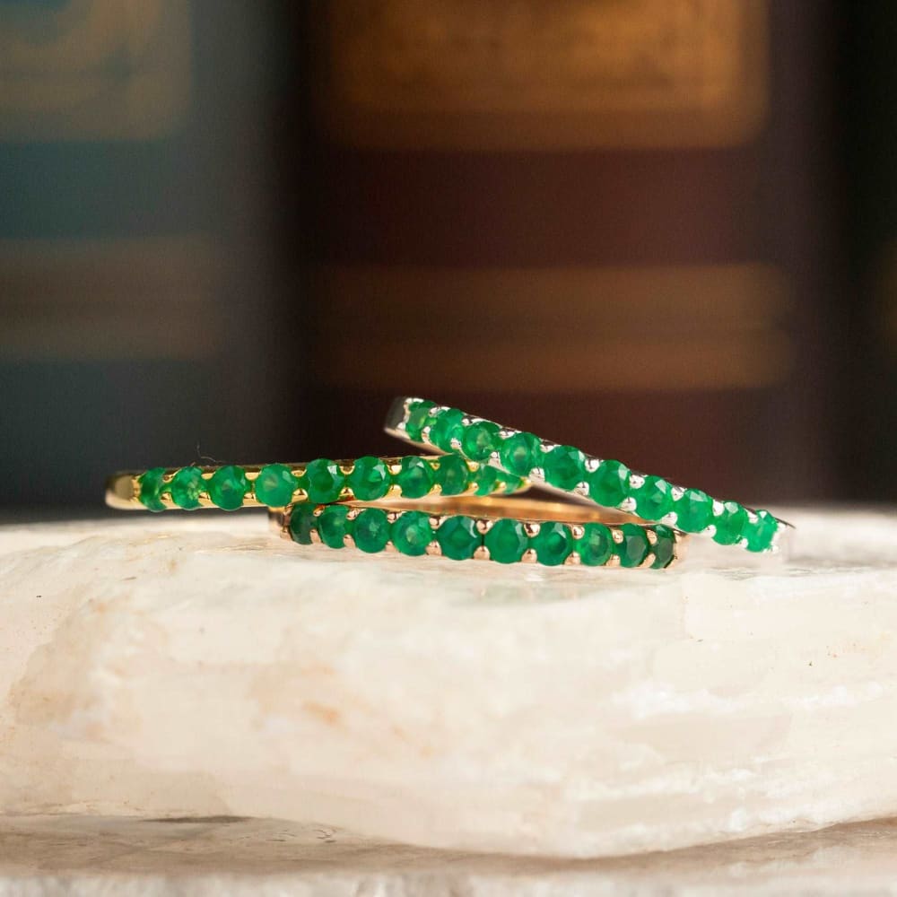 Emerald Half Eternity Band Rings Handmade Handcrafted