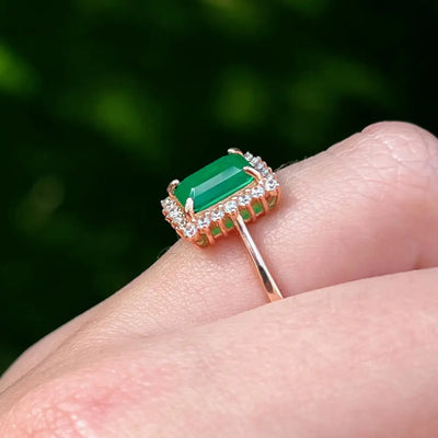 Emerald Halo Ring Rings Handmade Handcrafted