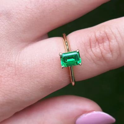 Emerald Hidden Halo Ring Rings Handmade Handcrafted
