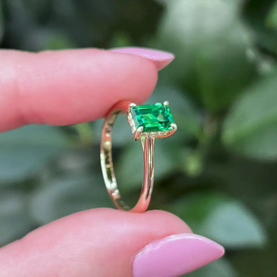 Emerald Hidden Halo Ring Rings Handmade Handcrafted